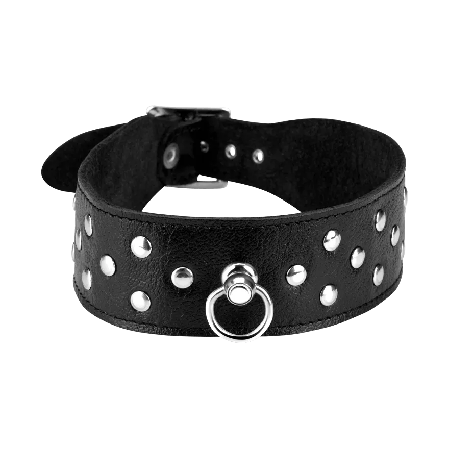 Breites Leder-Halsband mit Flachnieten Breites Leder-Halsband mit Flachnieten