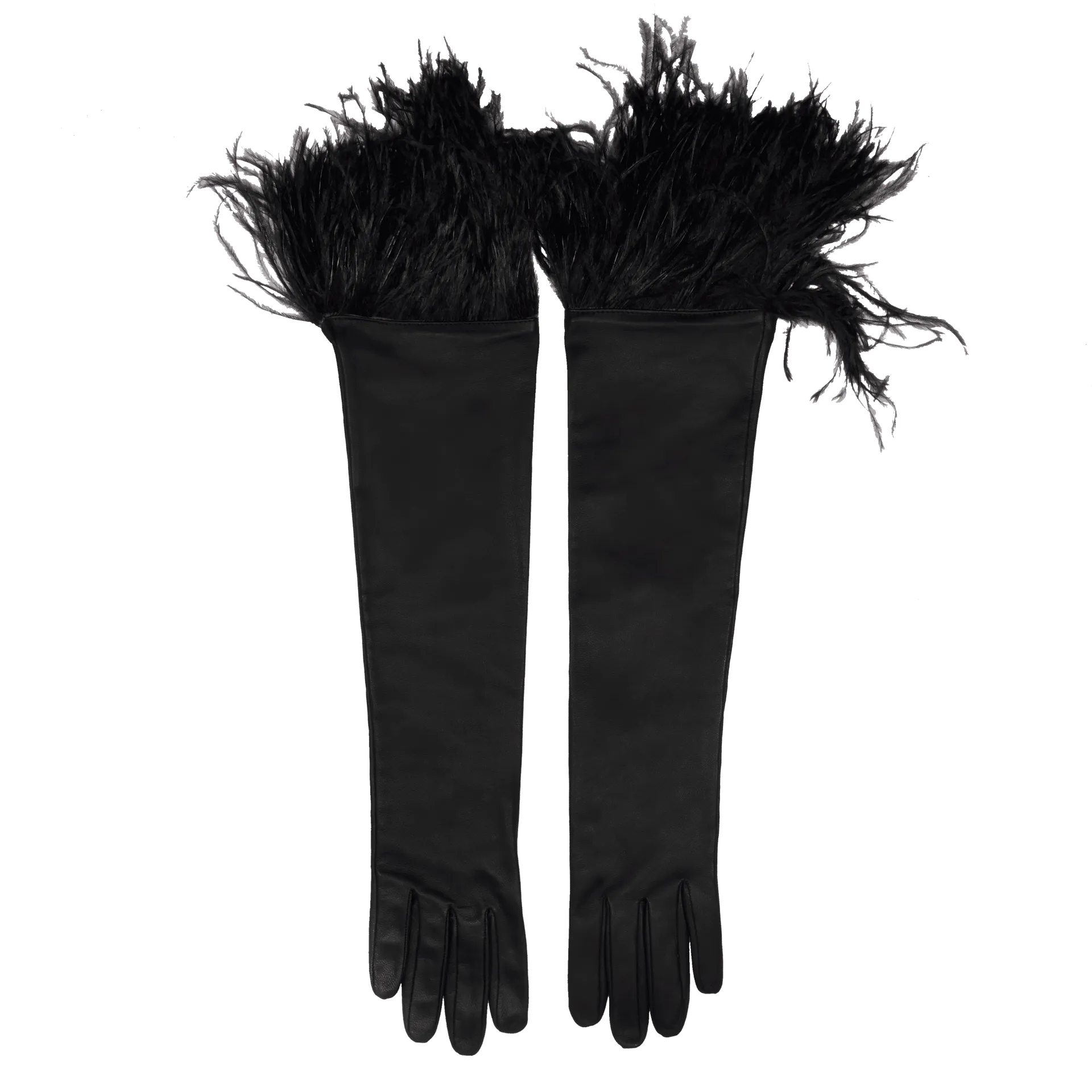 Elif Domanic - Lange Narina Handschuhe mit Straußenfedern Größe S Elif Domanic - Lange Narina Handschuhe mit Straußenfedern Größe S