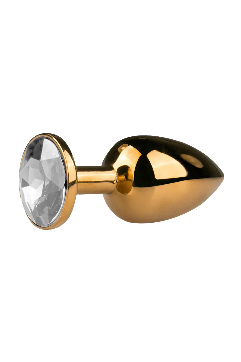 Goldener Analplug mit silbernen Kristall - S/M/L Goldener Analplug mit silbernen Kristall - S/M/L