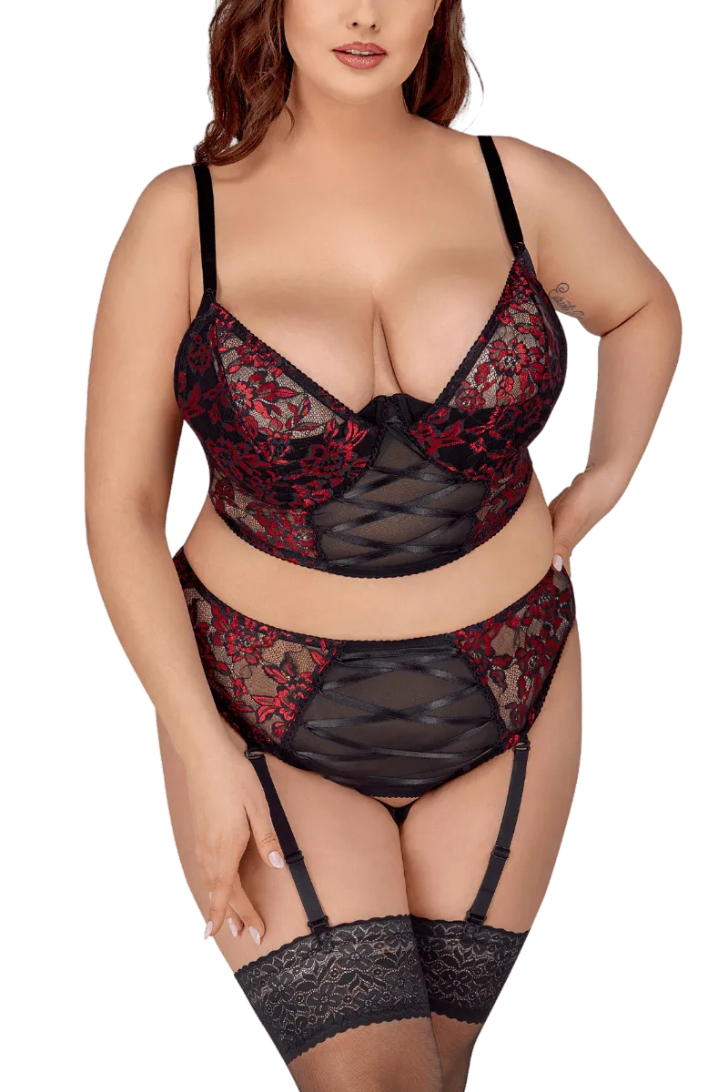 2tlg. Dessous Set Plus Size rot schwarz 2tlg. Dessous Set Plus Size rot schwarz