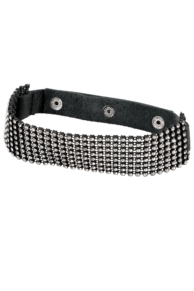 Halsband mit Strasssteinen - Spaltleder Halsband mit Strasssteinen - Spaltleder