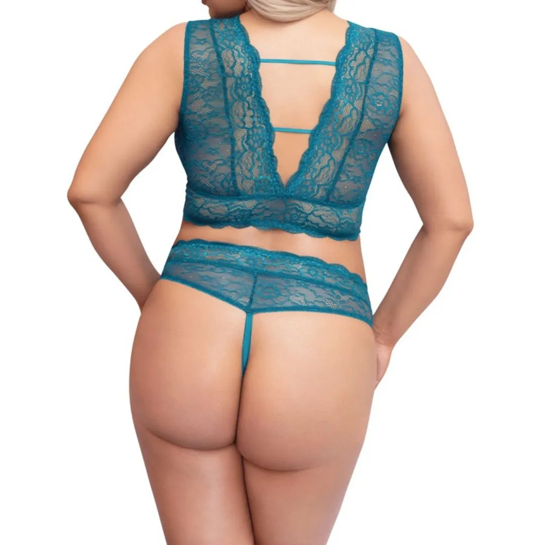 Bralette aus Spitze plus String Ouvert – Bild 5