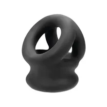 Tri-Squeeze Ballsling: Penis- und Hodenring, schwarz Tri-Squeeze Ballsling: Penis- und Hodenring, schwarz