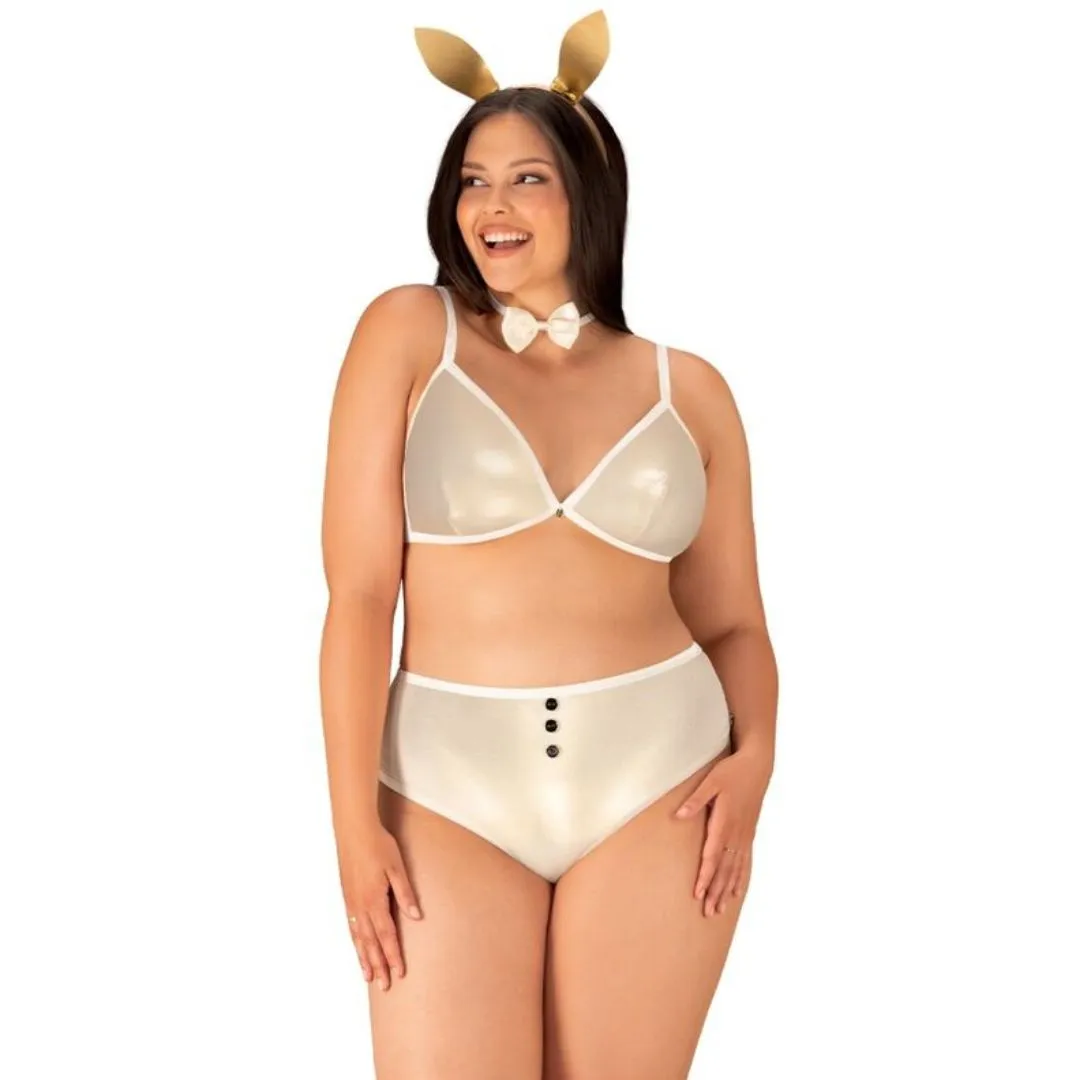 Häschen Kostüm in Gold mit Ohren, 4-teilig – Bild 2