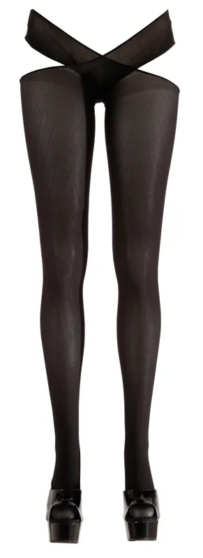 Strumpfhose mit offenem Schritt in Schwarz – Bild 3