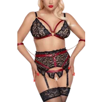 Straps-Set mit roten Wetlook Details Plus Size Straps-Set mit roten Wetlook Details Plus Size