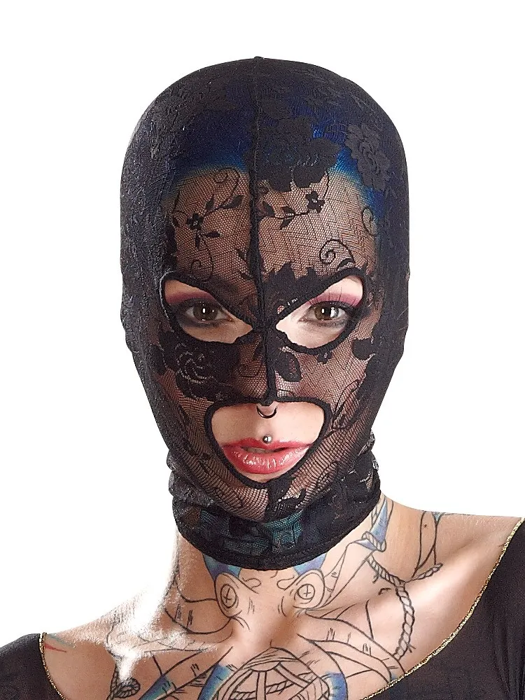 Bad Kitty Spitzenkopfmaske mit Augen-/Mundöffnung, schwarz Bad Kitty Spitzenkopfmaske mit Augen-/Mundöffnung, schwarz