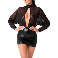 Langarm-Minikleid mit Tüll-Oberteil Langarm-Minikleid mit Tüll-Oberteil