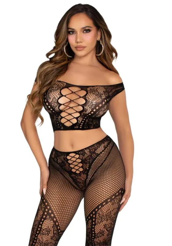 Leg Avenue – Off-Shoulder Crop Top & Legging Set – Schwarz Leg Avenue – Off-Shoulder Crop Top & Legging Set – Schwarz