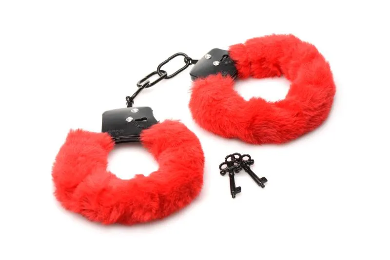XR Brands - Cuffed in Fur Handschellen - Rot – Bild 3