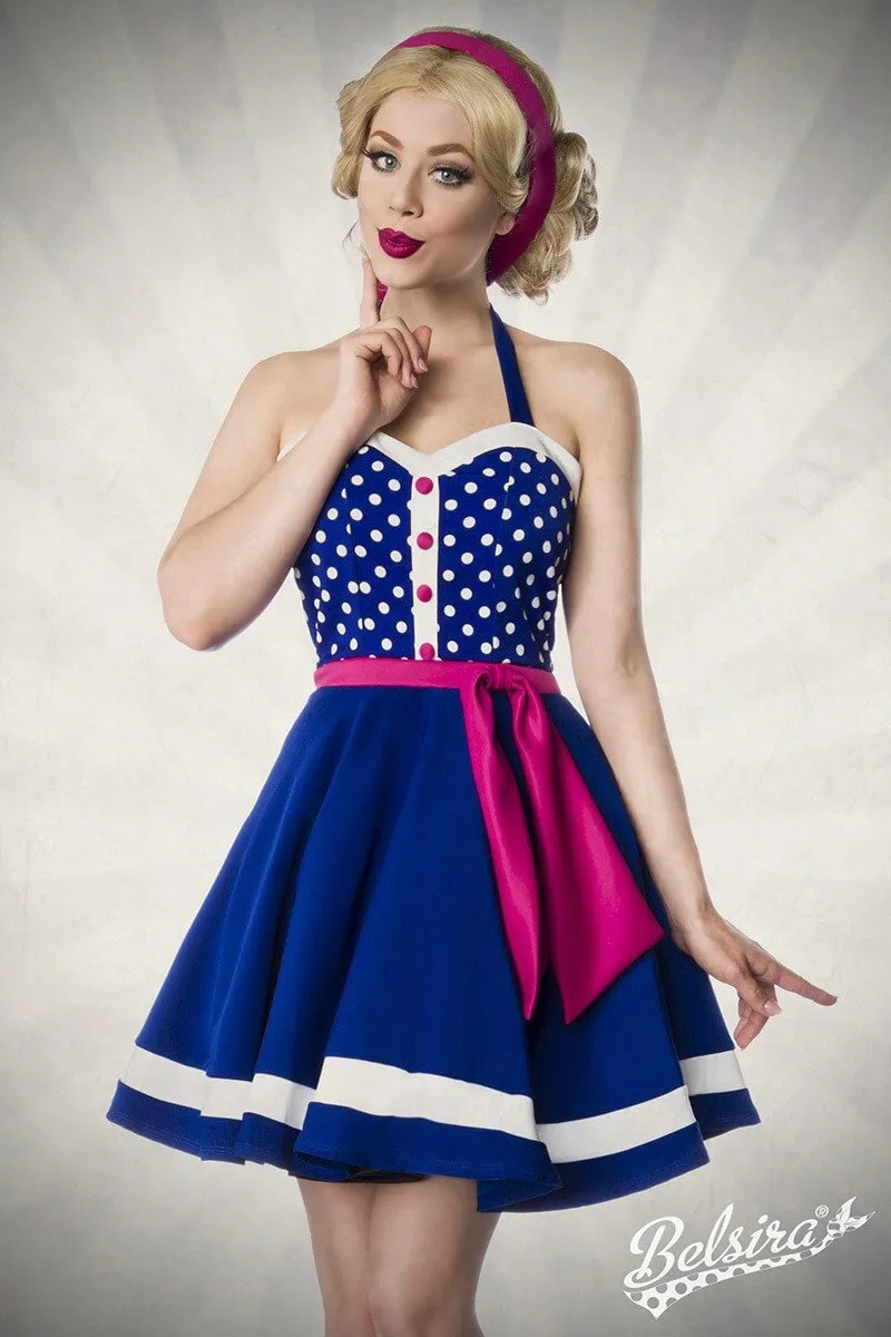 Neckholder Kleid mit Punkten blau Neckholder Kleid mit Punkten blau