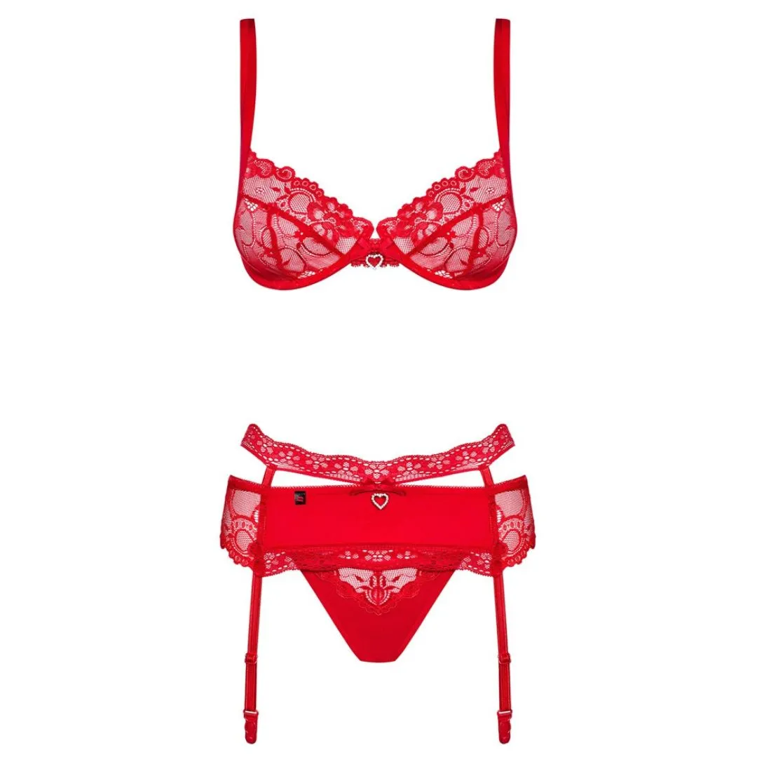 3-teiliges Straps-Set mit Spitze und Strass – Bild 4