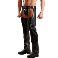 Kunstleder-Chaps und String, schwarz (L) Kunstleder-Chaps und String, schwarz (L)