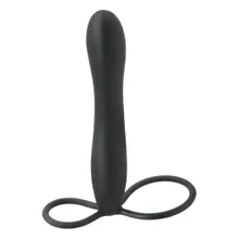 Analdildo mit Penis- und Hodenring "Double Trouble" Analdildo mit Penis- und Hodenring "Double Trouble"