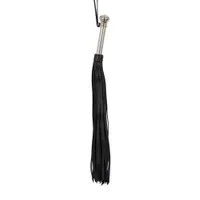 Lederpeitsche mit Edelstahlgriff, schwarz Lederpeitsche mit Edelstahlgriff, schwarz