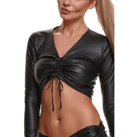 Wetlook Top in schwarz mit Schnürung Wetlook Top in schwarz mit Schnürung