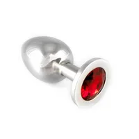 Aluminium-Buttplug mit rotem Kristall (155g) Aluminium-Buttplug mit rotem Kristall (155g)