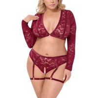 Langarm Dessous Set rot Plus Size Langarm Dessous Set rot Plus Size