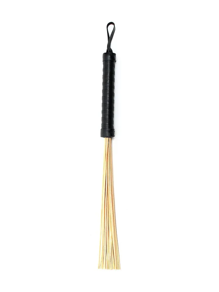 Rotan Flogger: Bambus-Peitsche mit Ledergriff, schwarz/bambus Rotan Flogger: Bambus-Peitsche mit Ledergriff, schwarz/bambus