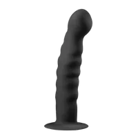 Saugnapf-Dildo mit geripptem Schaft schwarz - Ø 2,8cm Saugnapf-Dildo mit geripptem Schaft schwarz - Ø 2,8cm
