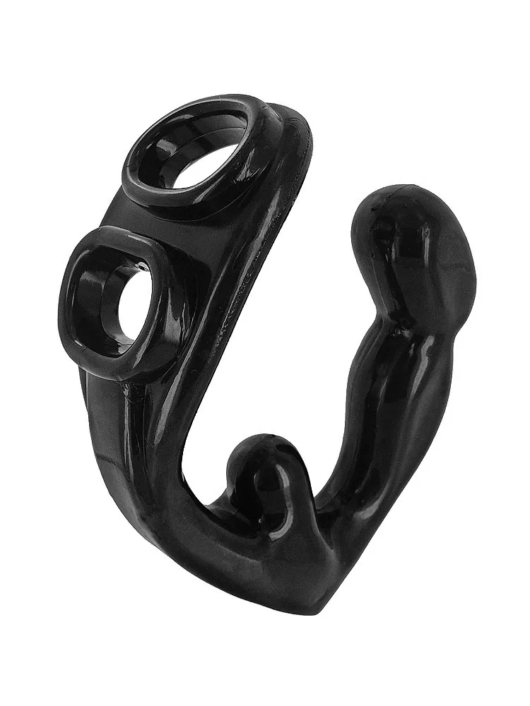 Master Series Rogue: Penis- und Hodenring mit Analplug, schwarz Master Series Rogue: Penis- und Hodenring mit Analplug, schwarz
