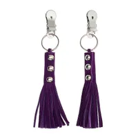 Nippelklemmen mit Velourlederfransen, violett Nippelklemmen mit Velourlederfransen, violett