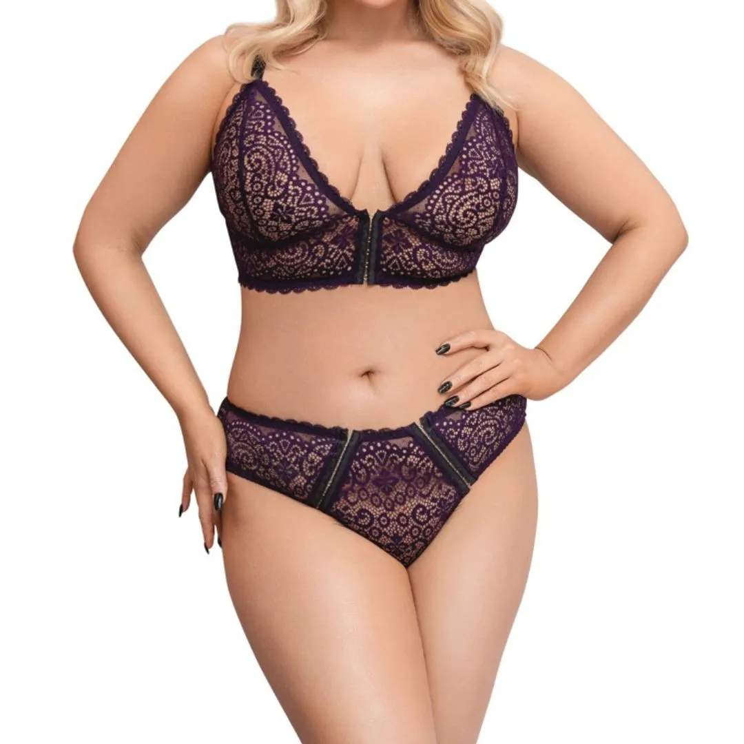 Bralette plus Slip aus lila Spitze – Bild 4