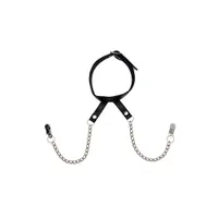 Leder-Halsfessel mit Nippelklemmen Leder-Halsfessel mit Nippelklemmen