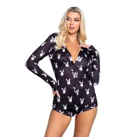 Playboy Lingerie - Slumber Bunny Onesie - Schwarz Playboy Lingerie - Slumber Bunny Onesie - Schwarz