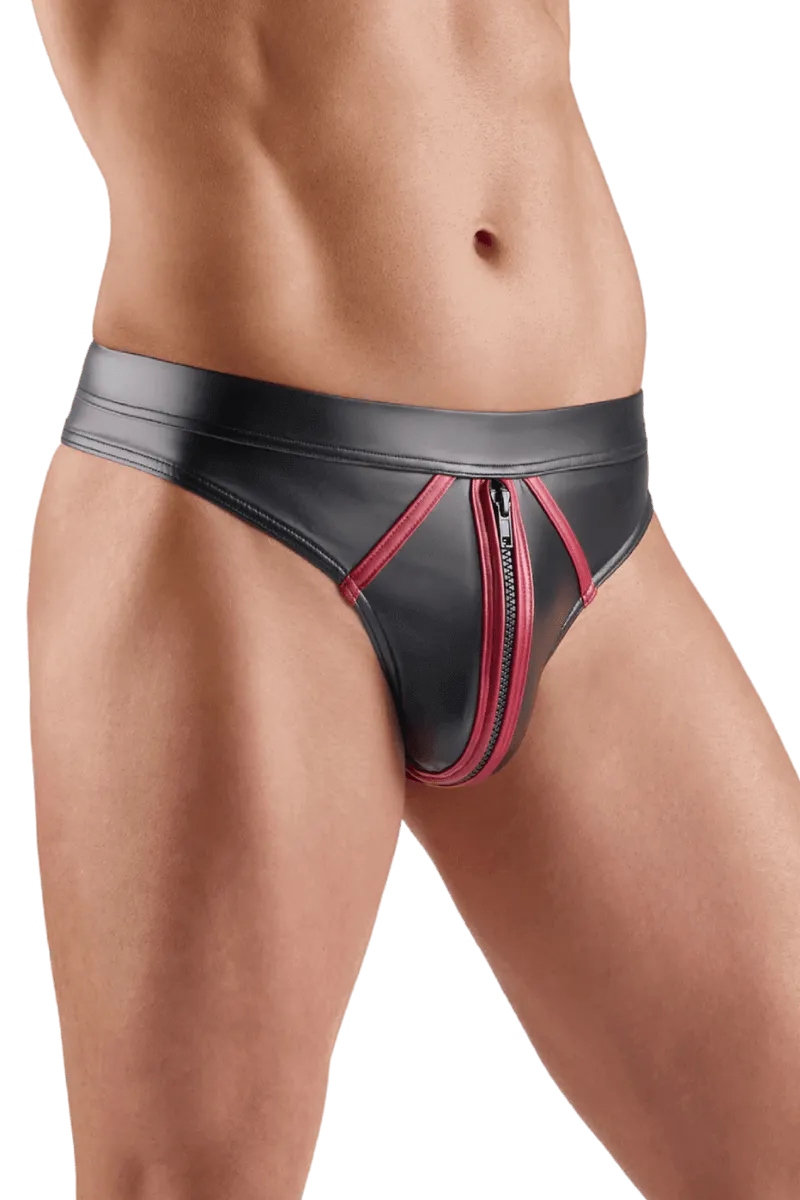 Wetlook-String schwarz rot Wetlook-String schwarz rot