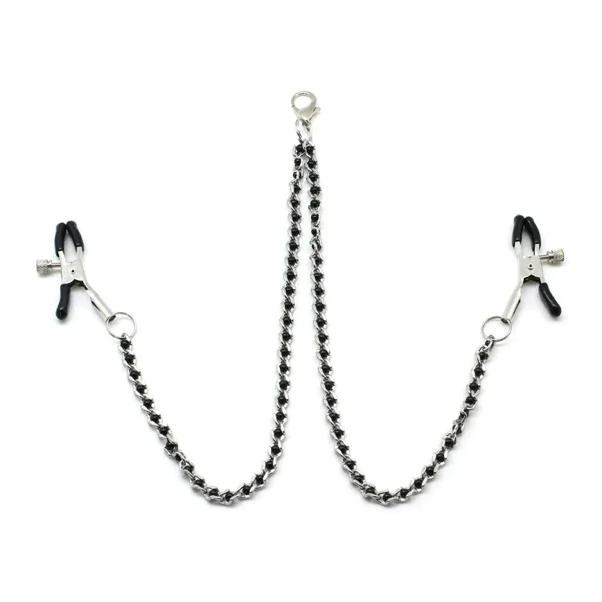 Black Beads Chains And Nipple Clamps (Two Colours) Black Beads Chains And Nipple Clamps (Two Colours)