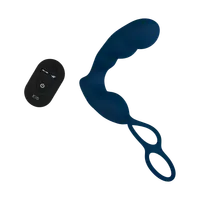 Prostata-Vibrator mit integriertem Penis- und Hodenring, 18 cm Prostata-Vibrator mit integriertem Penis- und Hodenring, 18 cm