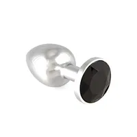 Edelstahl-Buttplug mit schwarzem Kristall (75g) Edelstahl-Buttplug mit schwarzem Kristall (75g)