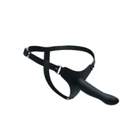 Silikon-Strap-On mit glattem Dildo (16cm), schwarz Silikon-Strap-On mit glattem Dildo (16cm), schwarz