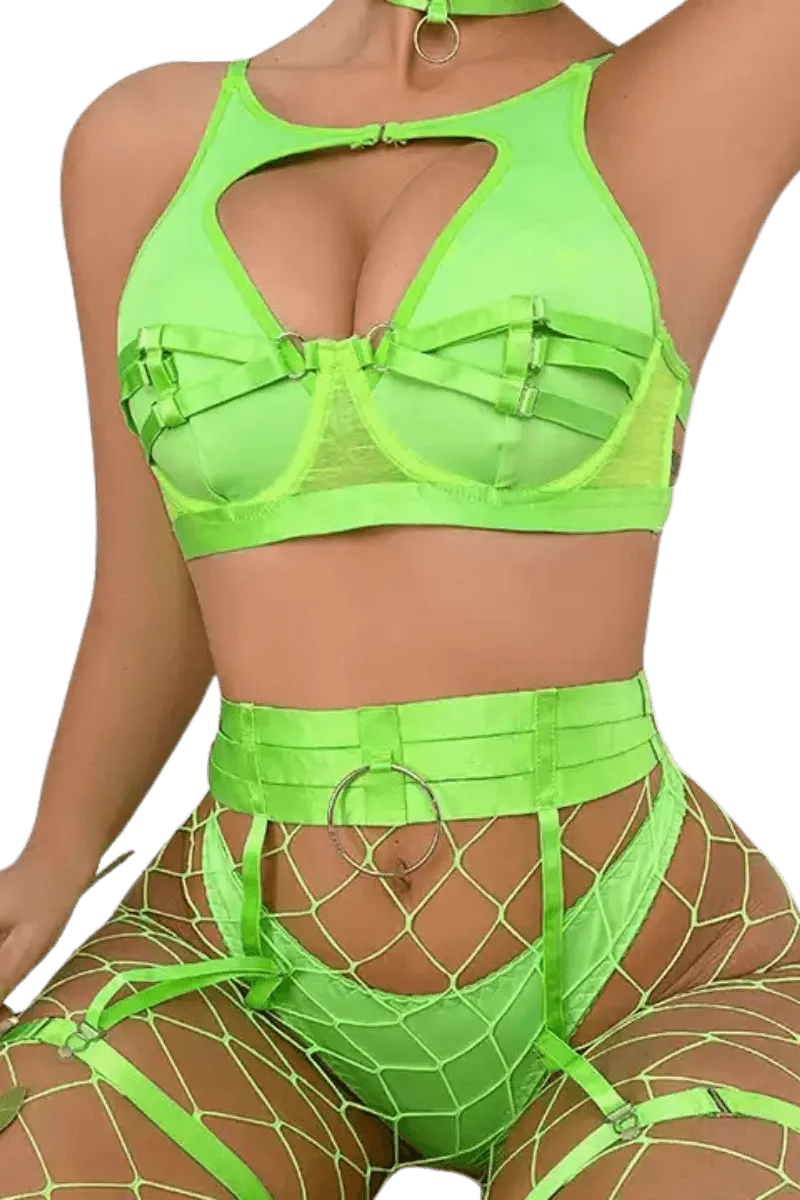 6tlg. Dessous Set neongrün 6tlg. Dessous Set neongrün