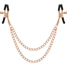 Nippelklemmen mit doppelter goldener Metallkette Nippelklemmen mit doppelter goldener Metallkette