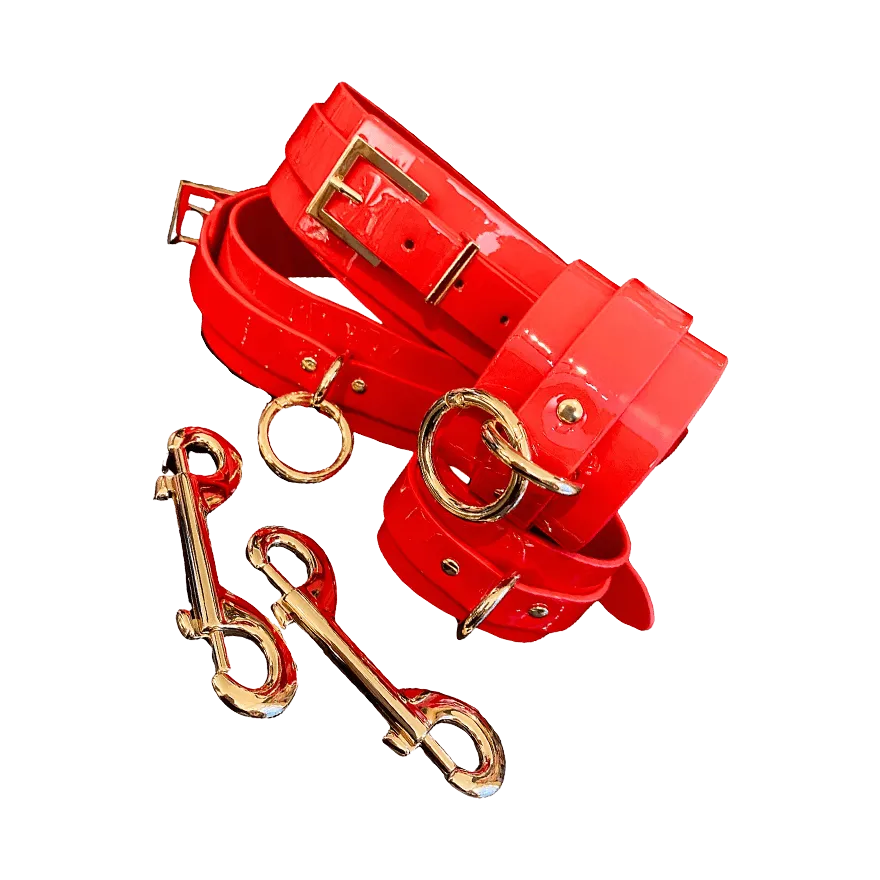 High Gloss Bondage Wrist & Thigh Cuffs High Gloss Bondage Wrist & Thigh Cuffs