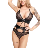 2tlg. schwarzes Dessous Set mit Schnürung 2tlg. schwarzes Dessous Set mit Schnürung