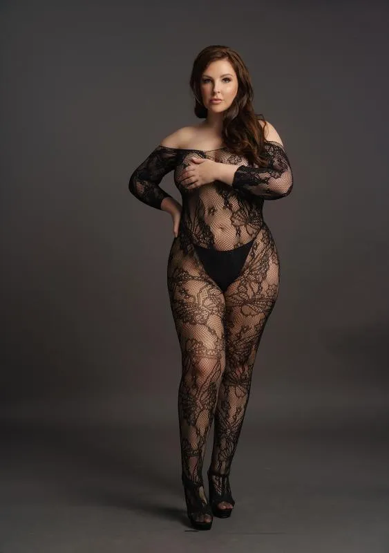 Catsuit für Kurven mit langen Ärmeln schwarz Catsuit für Kurven mit langen Ärmeln schwarz