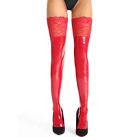 7-Heaven Halterlose Lack-Strümpfe: S548, rot (S/M) 7-Heaven Halterlose Lack-Strümpfe: S548, rot (S/M)