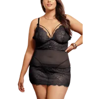 schwarzes Babydoll-Set Plus Size schwarzes Babydoll-Set Plus Size