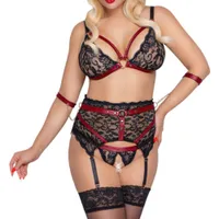 Straps-Set aus Spitze mit Armfesseln Straps-Set aus Spitze mit Armfesseln