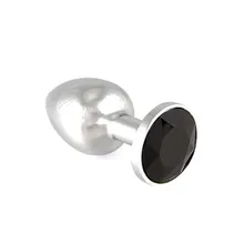 Edelstahl-Buttplug mit schwarzem Kristall (75g) Edelstahl-Buttplug mit schwarzem Kristall (75g)