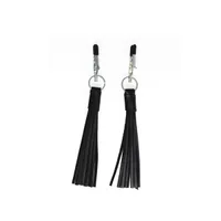 Metall-Nippelklemmen mit Lederfransen Metall-Nippelklemmen mit Lederfransen