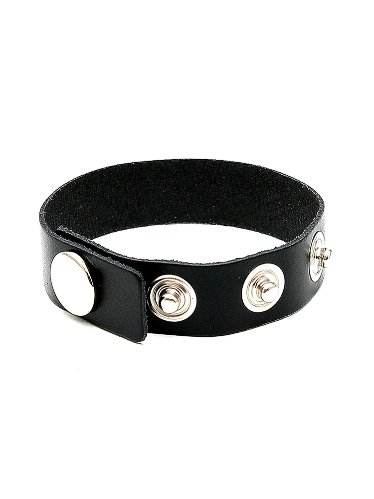 Leder-Penisriemen mit Druckknopf, schwarz Leder-Penisriemen mit Druckknopf, schwarz