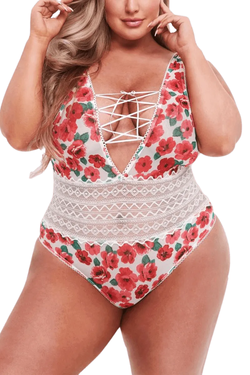 Body mit Blumenmuster Plus Size Body mit Blumenmuster Plus Size