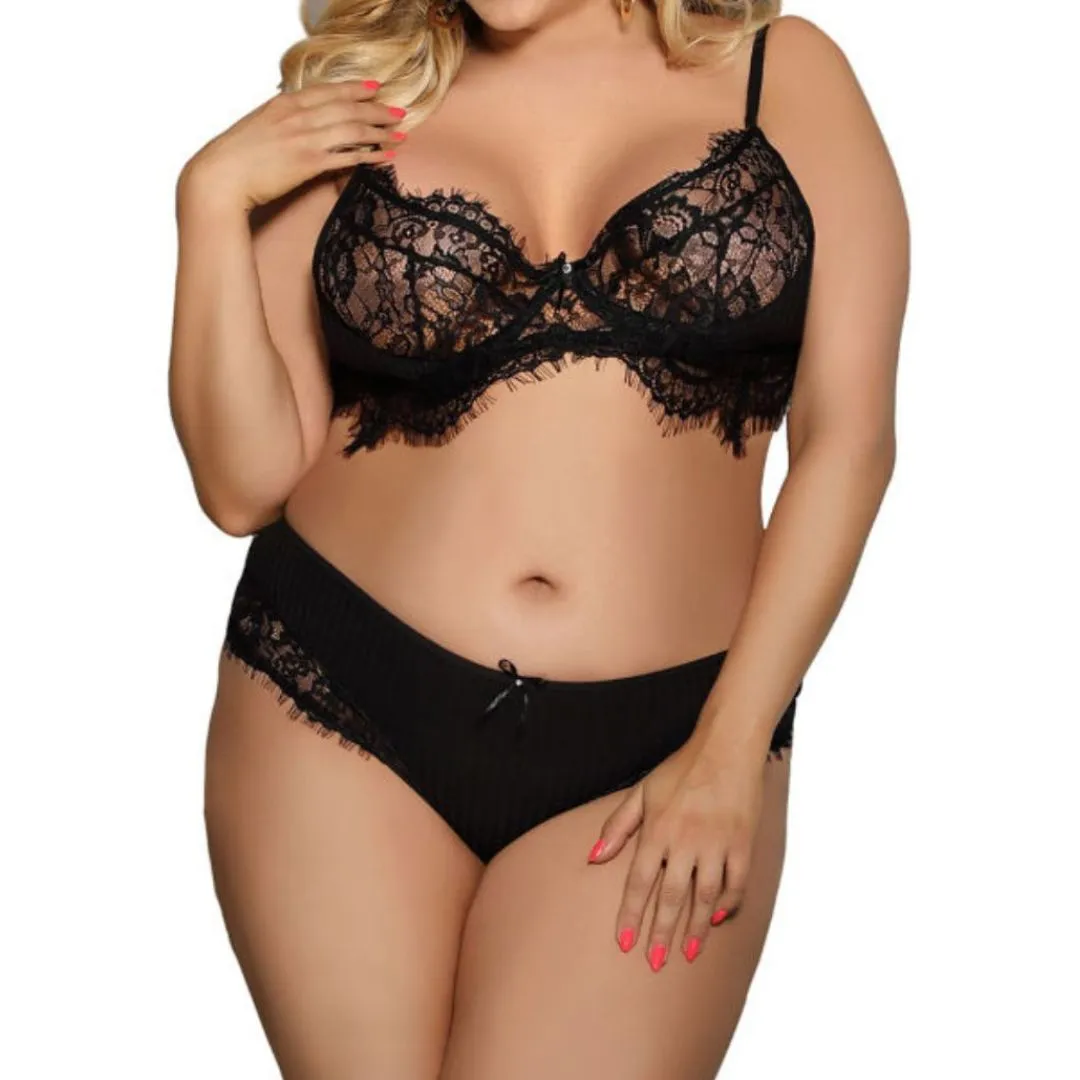 BH und Slip mit Fransen und Spitze – Bild 2