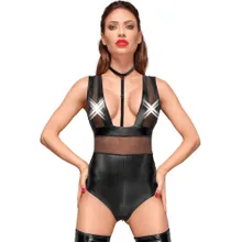 Noir Handmade: Wetlook-Netz-Body F183, schwarz (3XL) Noir Handmade: Wetlook-Netz-Body F183, schwarz (3XL)