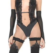 Patrice Catanzaro: Netz-Armstulpen, schwarz (L) Patrice Catanzaro: Netz-Armstulpen, schwarz (L)