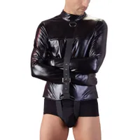 Kunstleder-Zwangsjacke, schwarz (S/M) Kunstleder-Zwangsjacke, schwarz (S/M)